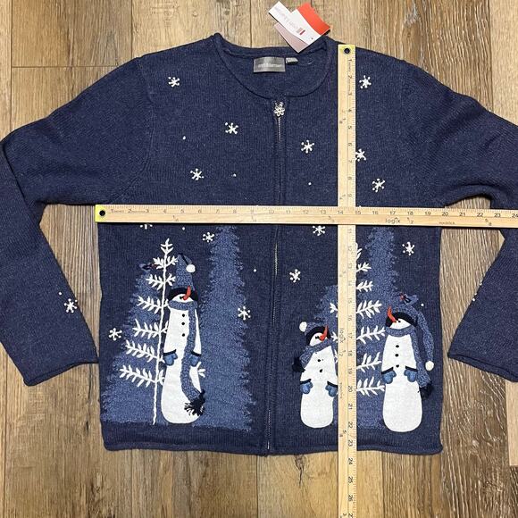 NWT Vtg Croft & Barrow Christmas Knit Cardigan Sweater Full Zip Sz Small Snowman - Picture 7 of 7